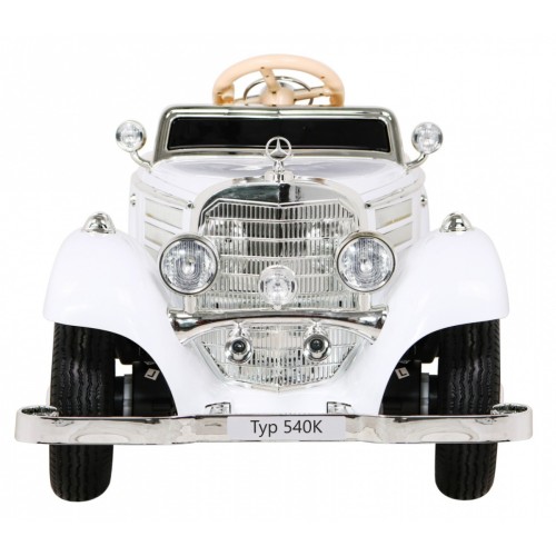 Mercedes Benz Retro 540A Dětská bílá + Rodičovský režim + Dálkové ovládání + Audio panel + LED
