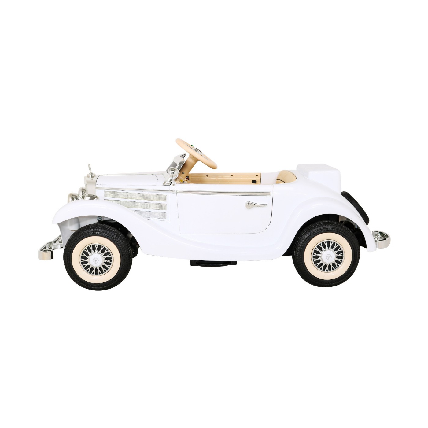 Mercedes Benz Retro 540A Dětská bílá + Rodičovský režim + Dálkové ovládání + Audio panel + LED