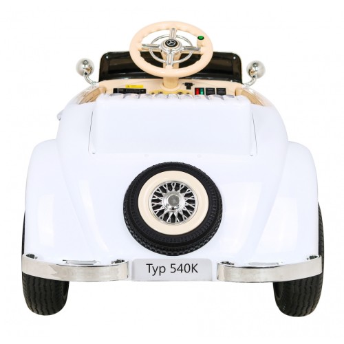 Mercedes Benz Retro 540A Dětská bílá + Rodičovský režim + Dálkové ovládání + Audio panel + LED