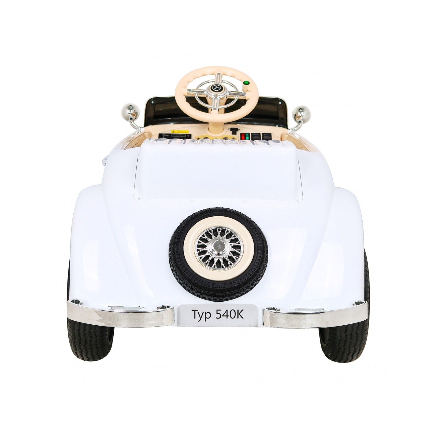 Mercedes Benz Retro 540A Dětská bílá + Rodičovský režim + Dálkové ovládání + Audio panel + LED