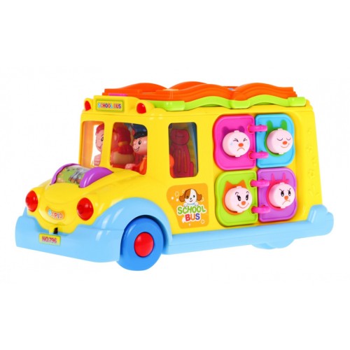 Multifunkční autobus pro děti 12m+ světla zvuky + pohyblivé prvky + mini interaktivní hry