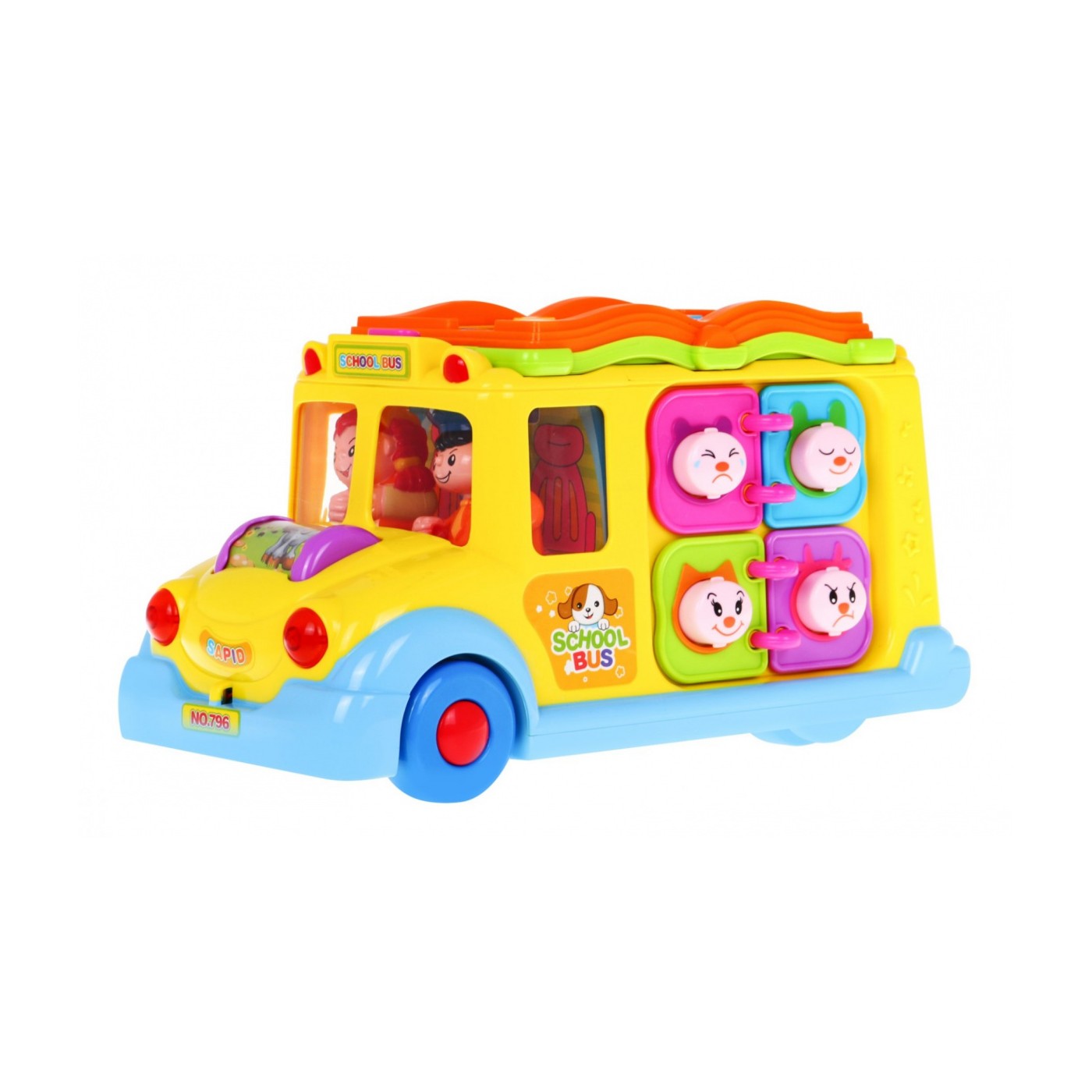 Multifunkční autobus pro děti 12m+ světla zvuky + pohyblivé prvky + mini interaktivní hry