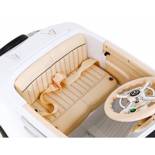 Mercedes Benz Retro 540A Dětská bílá + Rodičovský režim + Dálkové ovládání + Audio panel + LED
