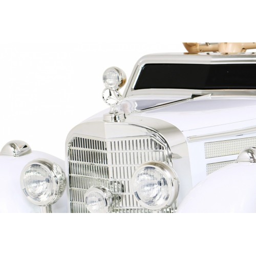 Mercedes Benz Retro 540A Dětská bílá + Rodičovský režim + Dálkové ovládání + Audio panel + LED