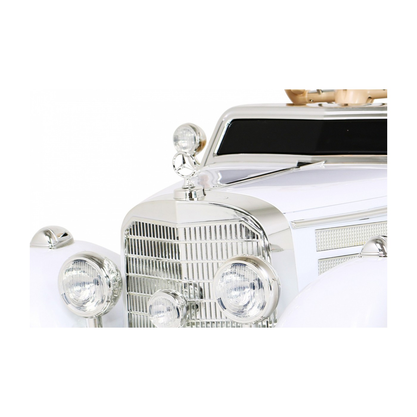 Mercedes Benz Retro 540A Dětská bílá + Rodičovský režim + Dálkové ovládání + Audio panel + LED