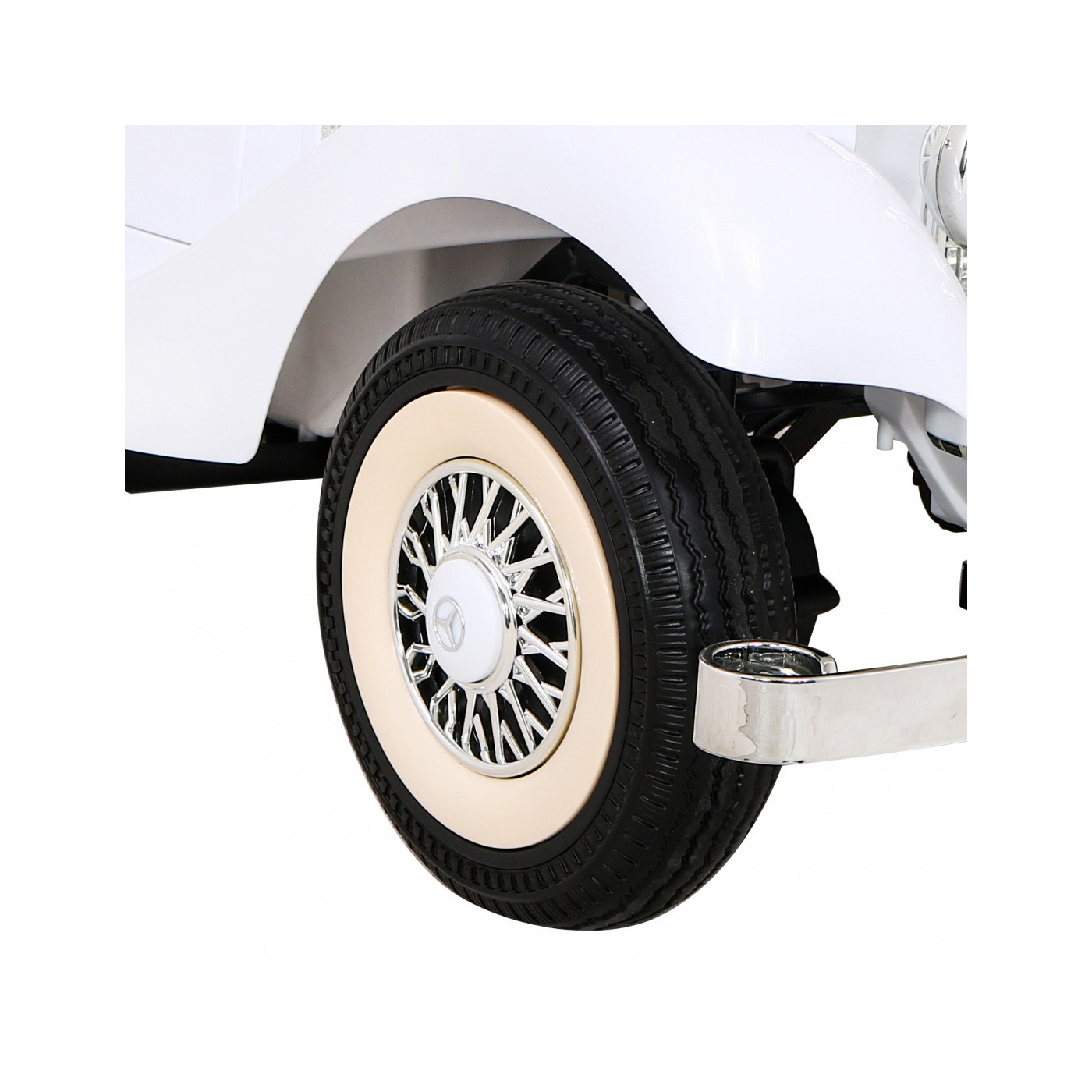 Mercedes Benz Retro 540A Dětská bílá + Rodičovský režim + Dálkové ovládání + Audio panel + LED