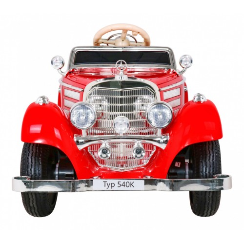 Mercedes Benz Retro 540A Dětská červená + Rodičovský režim + Dálkové ovládání + Audio panel + LED