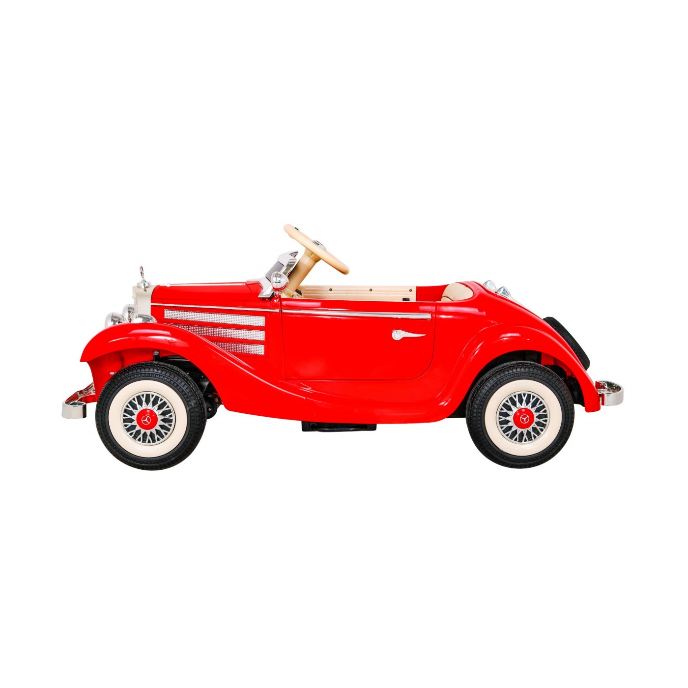Mercedes Benz Retro 540A Dětská červená + Rodičovský režim + Dálkové ovládání + Audio panel + LED