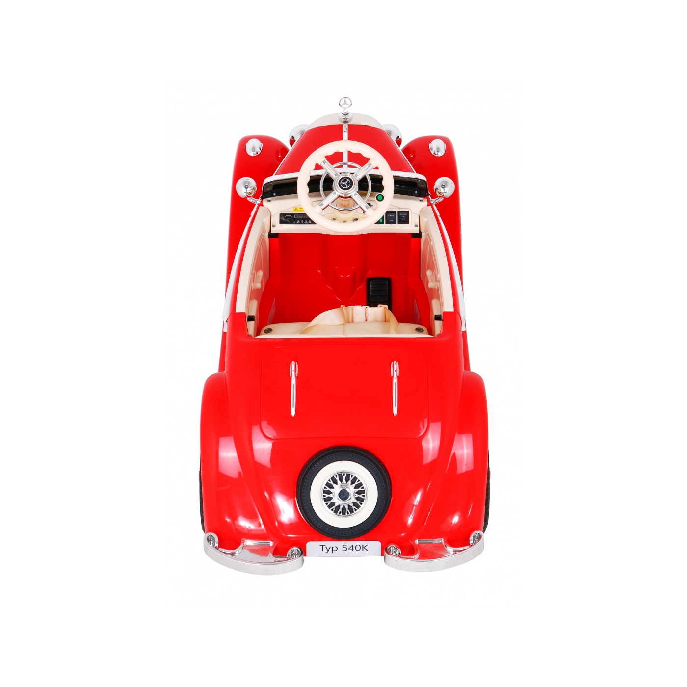 Mercedes Benz Retro 540A Dětská červená + Rodičovský režim + Dálkové ovládání + Audio panel + LED