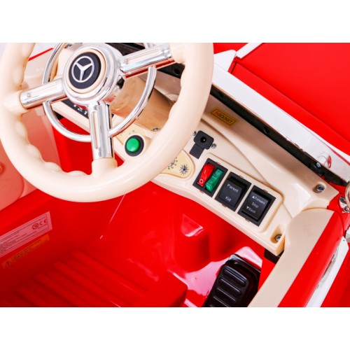 Mercedes Benz Retro 540A Dětská červená + Rodičovský režim + Dálkové ovládání + Audio panel + LED