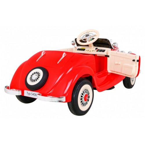 Mercedes Benz Retro 540A Dětská červená + Rodičovský režim + Dálkové ovládání + Audio panel + LED