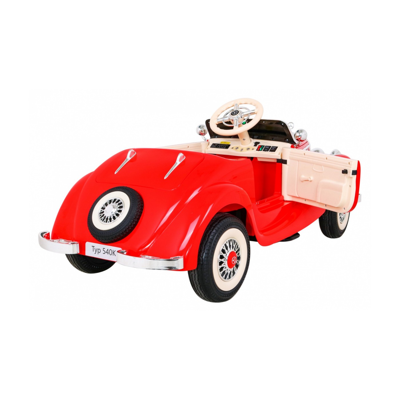 Mercedes Benz Retro 540A Dětská červená + Rodičovský režim + Dálkové ovládání + Audio panel + LED