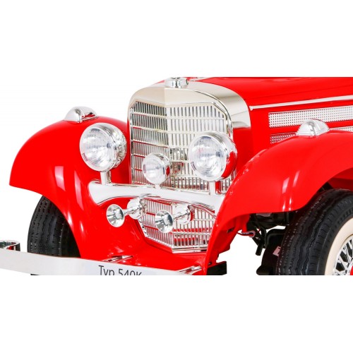 Mercedes Benz Retro 540A Dětská červená + Rodičovský režim + Dálkové ovládání + Audio panel + LED