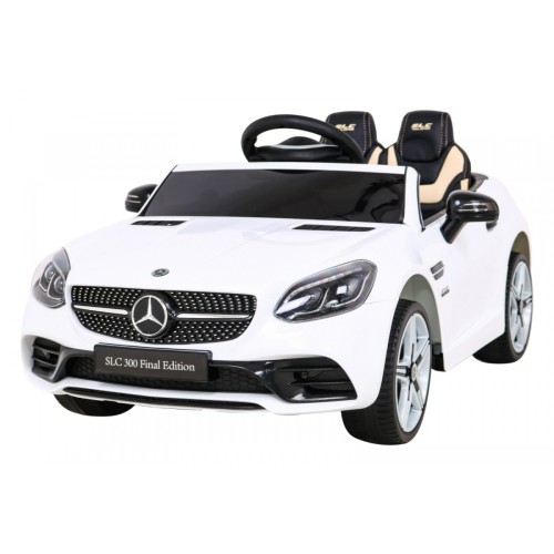 Mercedes Benz SLC300 Dětská baterie do auta Bílá MP3 zvuková světla Dálkové ovládání Pomalý start