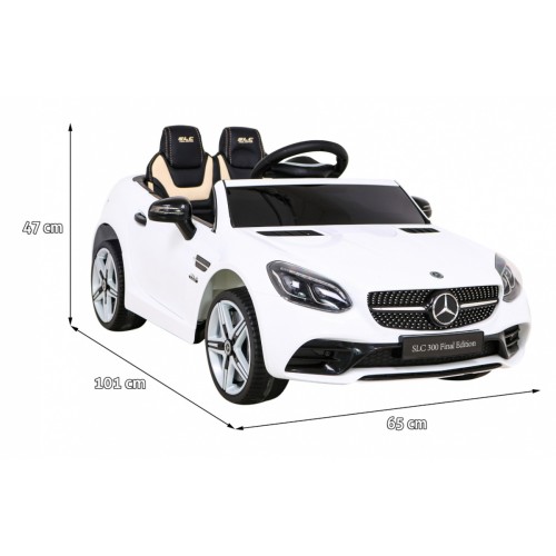 Mercedes Benz SLC300 Dětská baterie do auta Bílá MP3 zvuková světla Dálkové ovládání Pomalý start