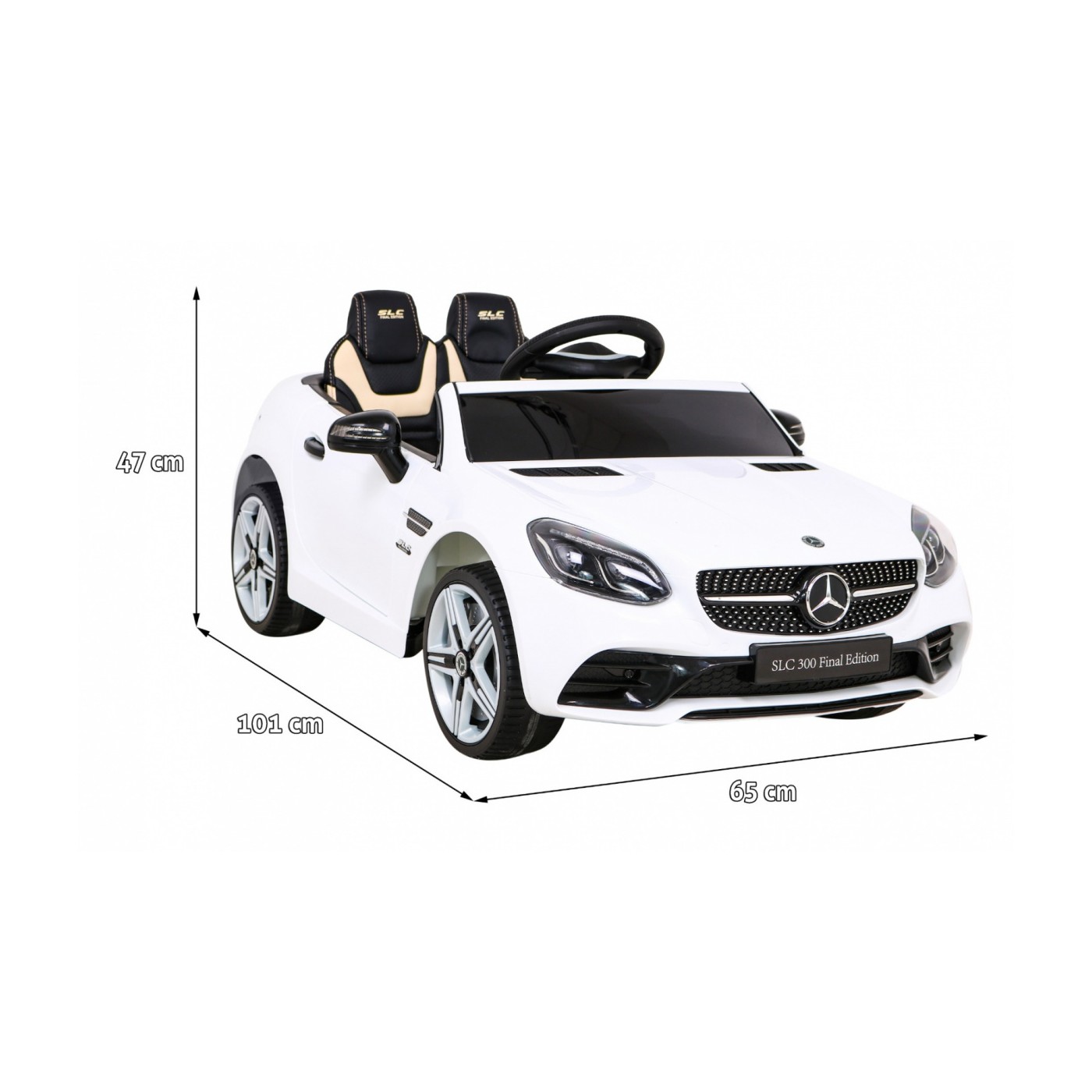 Mercedes Benz SLC300 Dětská baterie do auta Bílá MP3 zvuková světla Dálkové ovládání Pomalý start