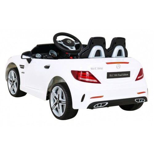 Mercedes Benz SLC300 Dětská baterie do auta Bílá MP3 zvuková světla Dálkové ovládání Pomalý start