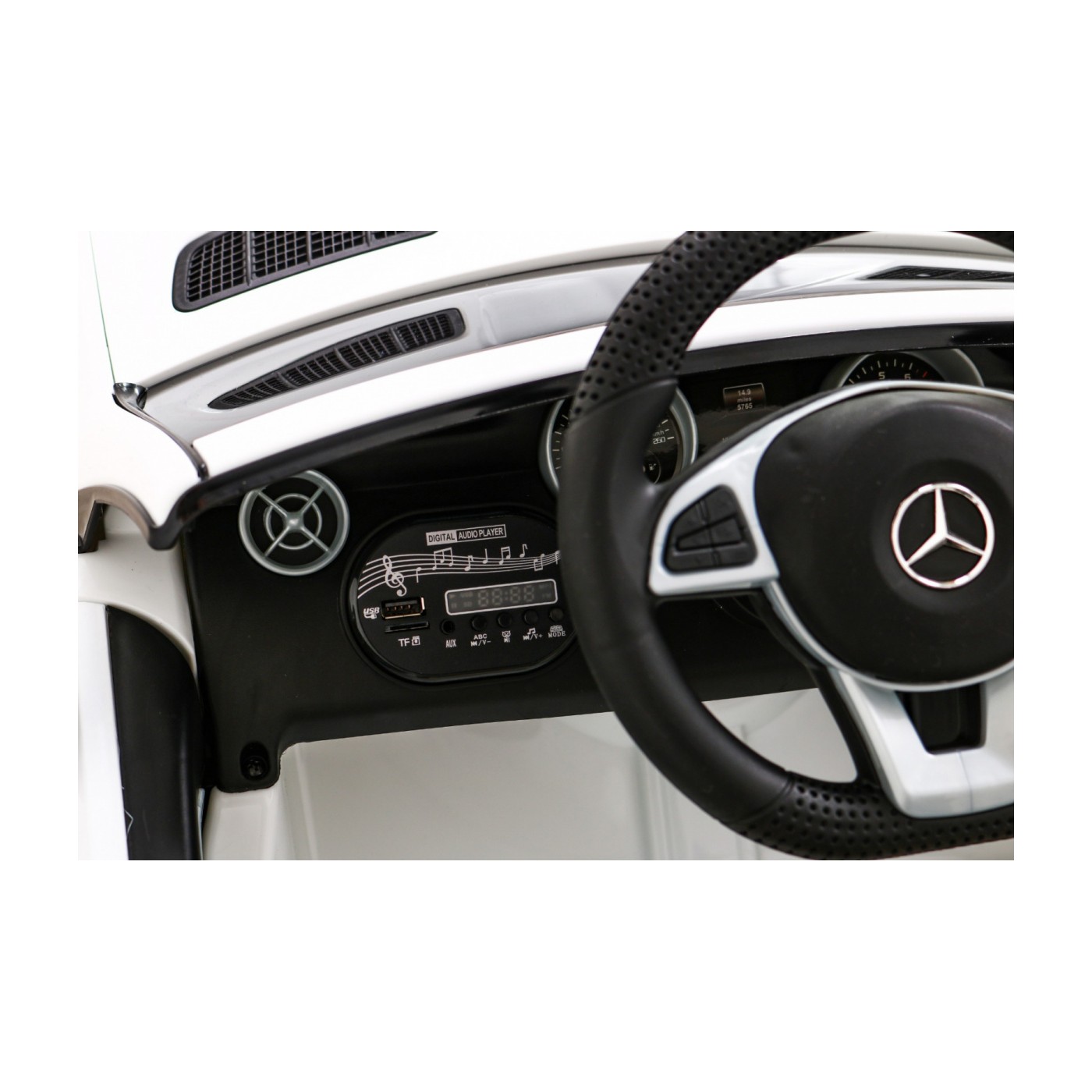 Mercedes Benz SLC300 Dětská baterie do auta Bílá MP3 zvuková světla Dálkové ovládání Pomalý start