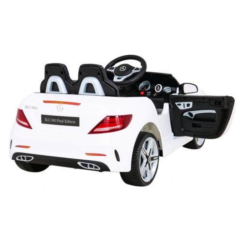 Mercedes Benz SLC300 Dětská baterie do auta Bílá MP3 zvuková světla Dálkové ovládání Pomalý start