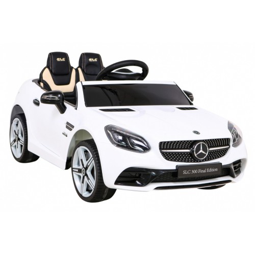 Mercedes Benz SLC300 Dětská baterie do auta Bílá MP3 zvuková světla Dálkové ovládání Pomalý start