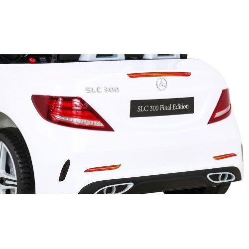 Mercedes Benz SLC300 Dětská baterie do auta Bílá MP3 zvuková světla Dálkové ovládání Pomalý start