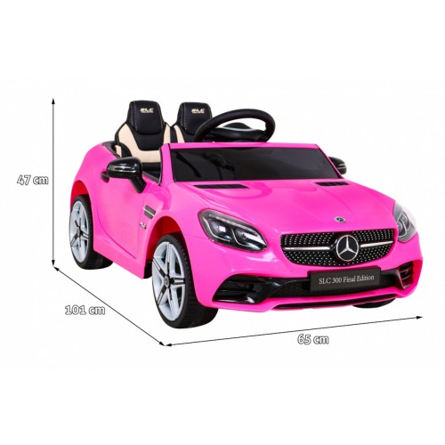 Mercedes Benz SLC300 Dětská baterie Auto Růžový zvuk Světla MP3 Dálkové ovládání Pomalý start