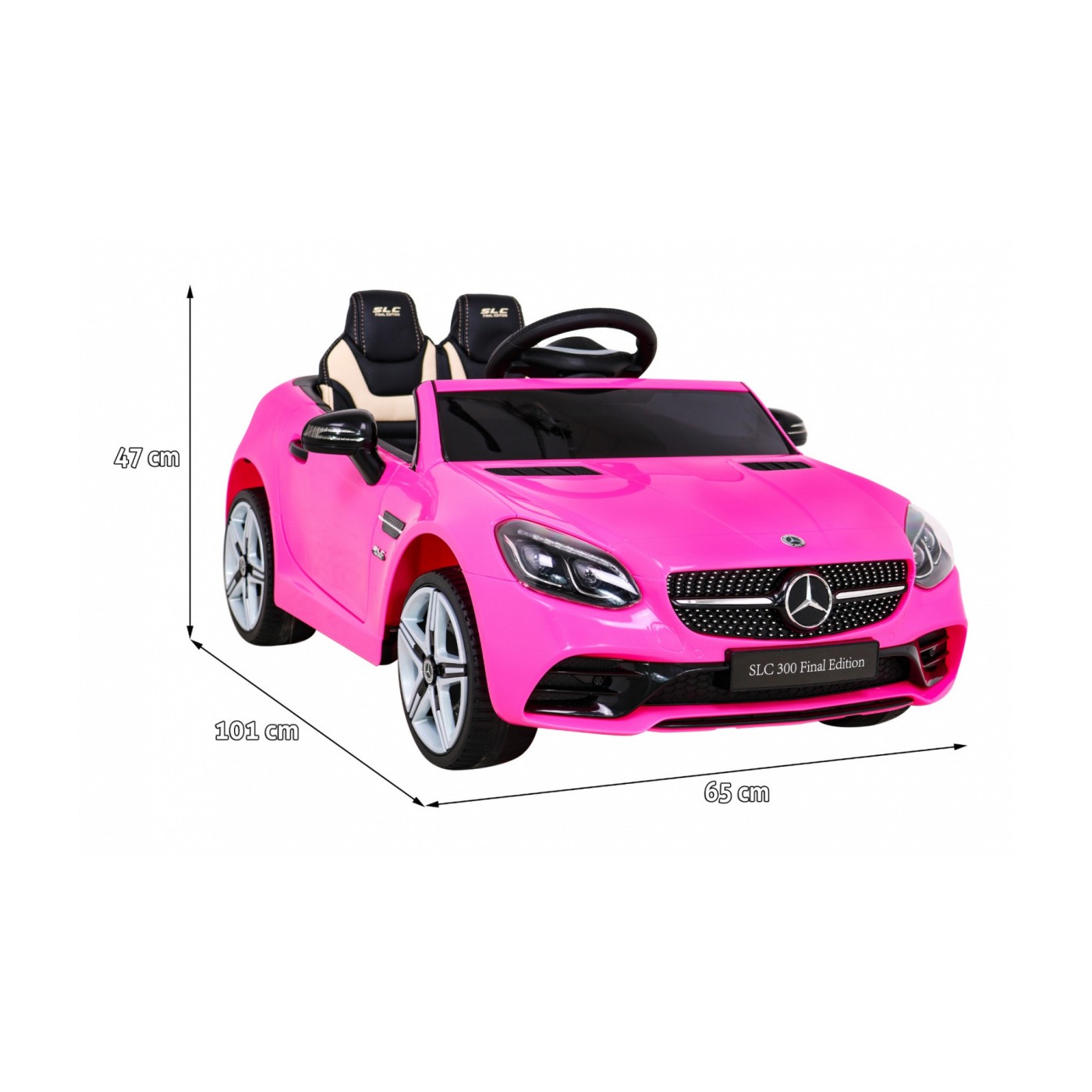 Mercedes Benz SLC300 Dětská baterie Auto Růžový zvuk Světla MP3 Dálkové ovládání Pomalý start