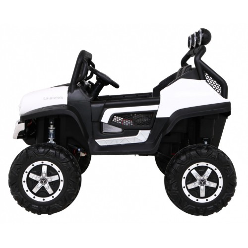 Mercedes Benz Unimog Děti Bílá Pohon 4x4 Dálkový Kufr Pomalý Start MP3 LED
