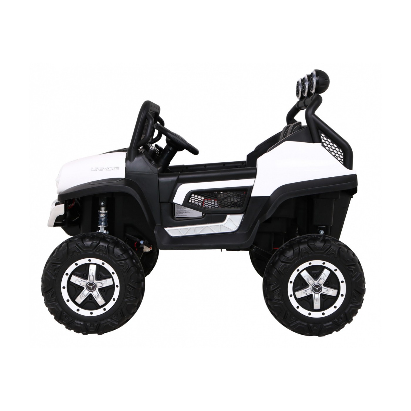 Mercedes Benz Unimog Děti Bílá Pohon 4x4 Dálkový Kufr Pomalý Start MP3 LED