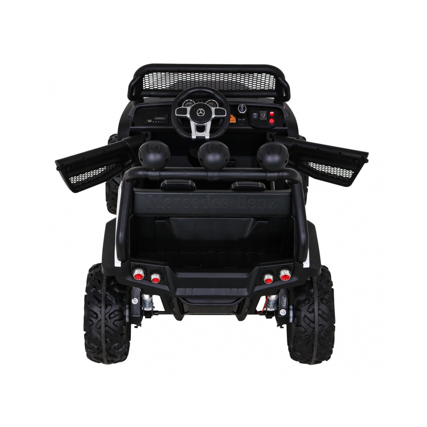 Mercedes Benz Unimog Děti Bílá Pohon 4x4 Dálkový Kufr Pomalý Start MP3 LED
