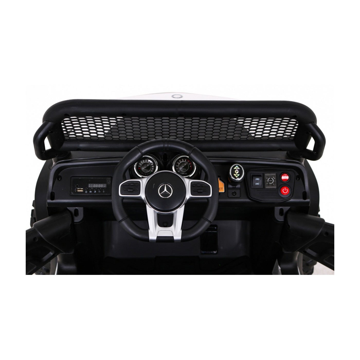 Mercedes Benz Unimog Děti Bílá Pohon 4x4 Dálkový Kufr Pomalý Start MP3 LED