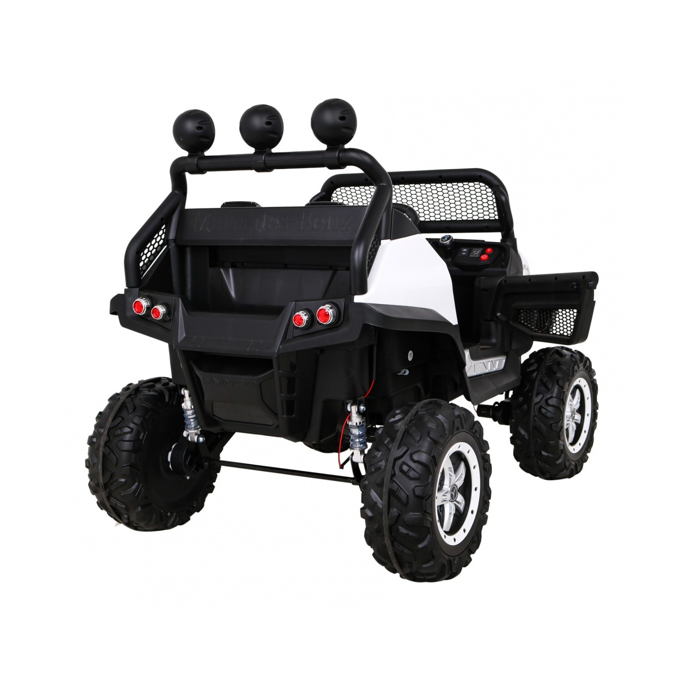 Mercedes Benz Unimog Děti Bílá Pohon 4x4 Dálkový Kufr Pomalý Start MP3 LED