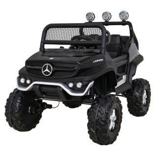 Mercedes Benz Unimog Kids černý 4x4 Drive Remote Trunk Slow Start MP3 LED