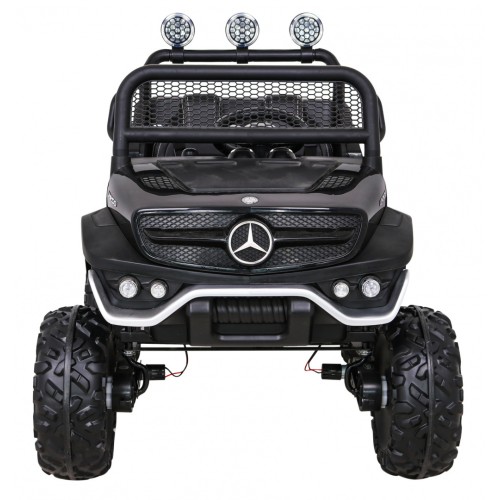 Mercedes Benz Unimog Kids černý 4x4 Drive Remote Trunk Slow Start MP3 LED