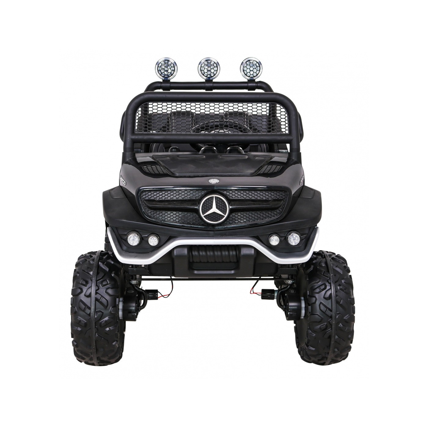 Mercedes Benz Unimog Kids černý 4x4 Drive Remote Trunk Slow Start MP3 LED