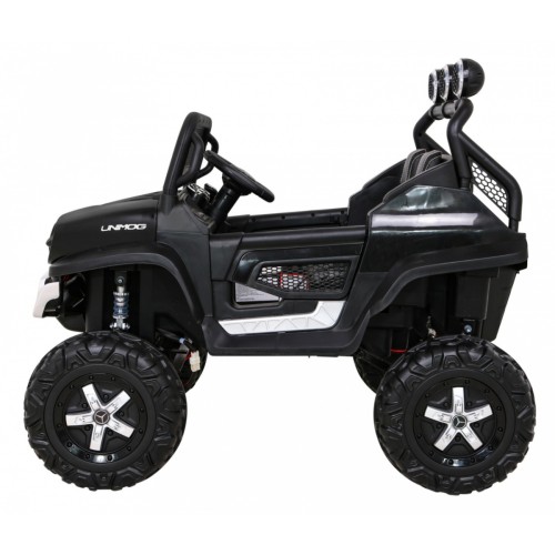 Mercedes Benz Unimog Kids černý 4x4 Drive Remote Trunk Slow Start MP3 LED