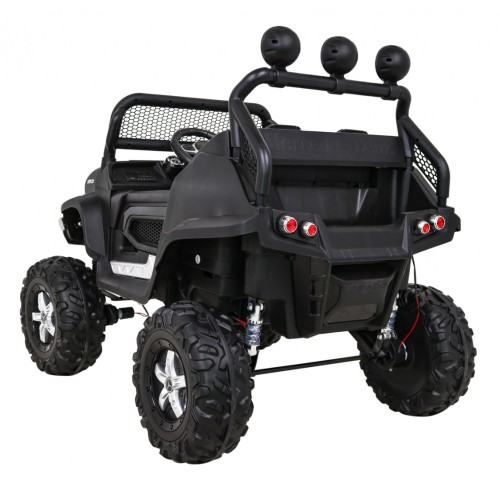Mercedes Benz Unimog Kids černý 4x4 Drive Remote Trunk Slow Start MP3 LED