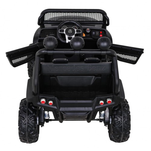 Mercedes Benz Unimog Kids černý 4x4 Drive Remote Trunk Slow Start MP3 LED