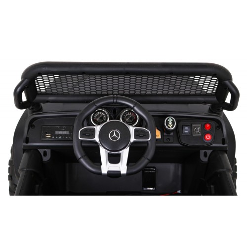 Mercedes Benz Unimog Kids černý 4x4 Drive Remote Trunk Slow Start MP3 LED