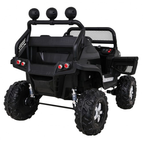 Mercedes Benz Unimog Kids černý 4x4 Drive Remote Trunk Slow Start MP3 LED