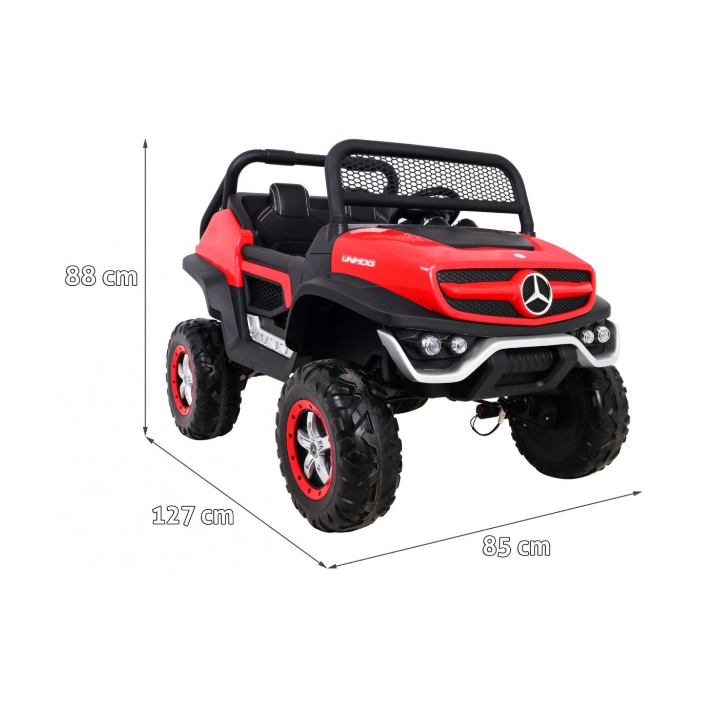 Mercedes Benz Unimog Kids červená 4x4 Drive Remote Trunk Slow Start MP3 LED