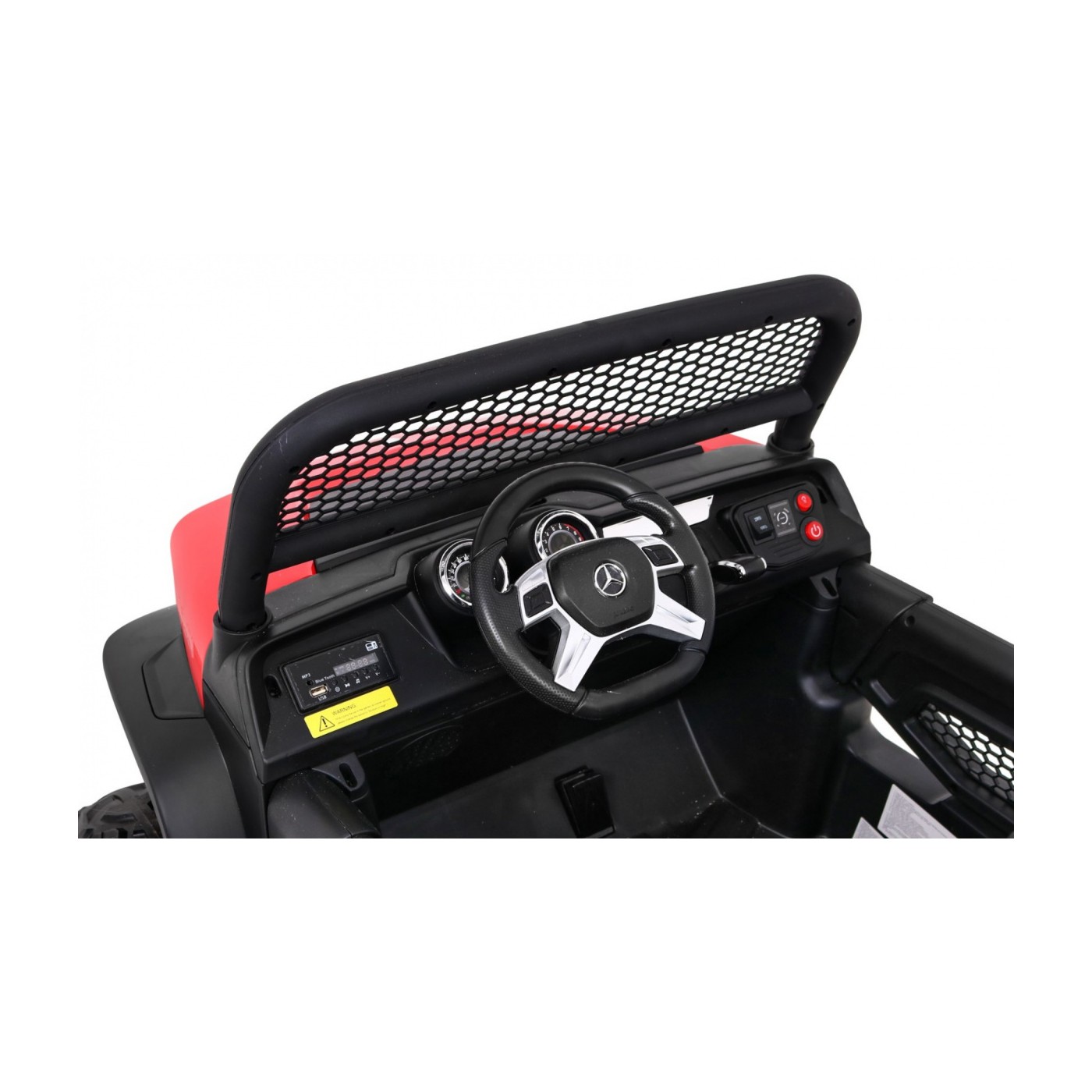 Mercedes Benz Unimog Kids červená 4x4 Drive Remote Trunk Slow Start MP3 LED