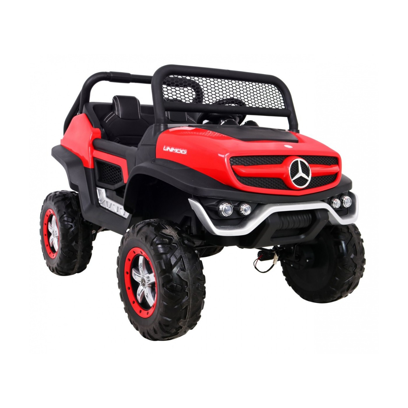 Mercedes Benz Unimog Kids červená 4x4 Drive Remote Trunk Slow Start MP3 LED