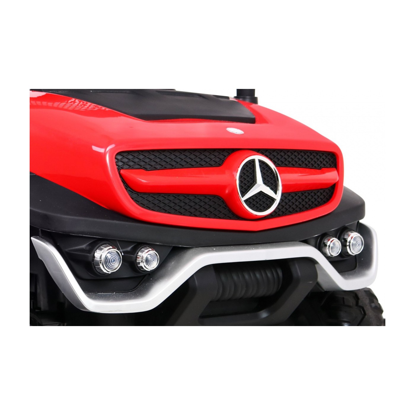 Mercedes Benz Unimog Kids červená 4x4 Drive Remote Trunk Slow Start MP3 LED
