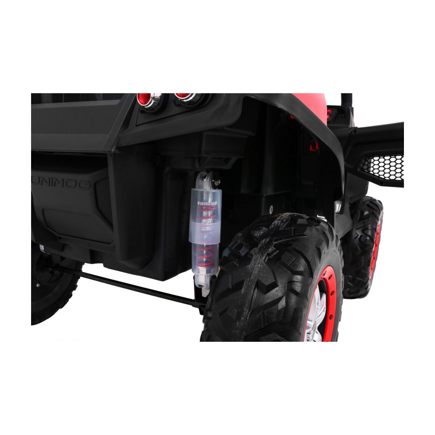 Mercedes Benz Unimog Kids červená 4x4 Drive Remote Trunk Slow Start MP3 LED