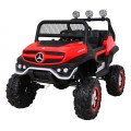 Mercedes Benz Unimog Děti Off-Road červená Naped 4x4 Dálkové ovládání Kufr Pomalý Start MP3 LED