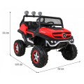 Mercedes Benz Unimog Děti Off-Road červená Naped 4x4 Dálkové ovládání Kufr Pomalý Start MP3 LED