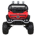 Mercedes Benz Unimog Děti Off-Road červená Naped 4x4 Dálkové ovládání Kufr Pomalý Start MP3 LED