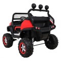 Mercedes Benz Unimog Děti Off-Road červená Naped 4x4 Dálkové ovládání Kufr Pomalý Start MP3 LED