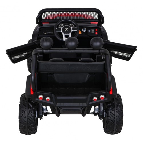 Mercedes Benz Unimog Děti Off-Road červená Naped 4x4 Dálkové ovládání Kufr Pomalý Start MP3 LED